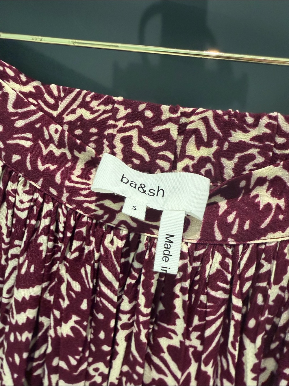 ba&sh Wine and Cream Abstract Print Maxi Skirt - Picture 3 of 3